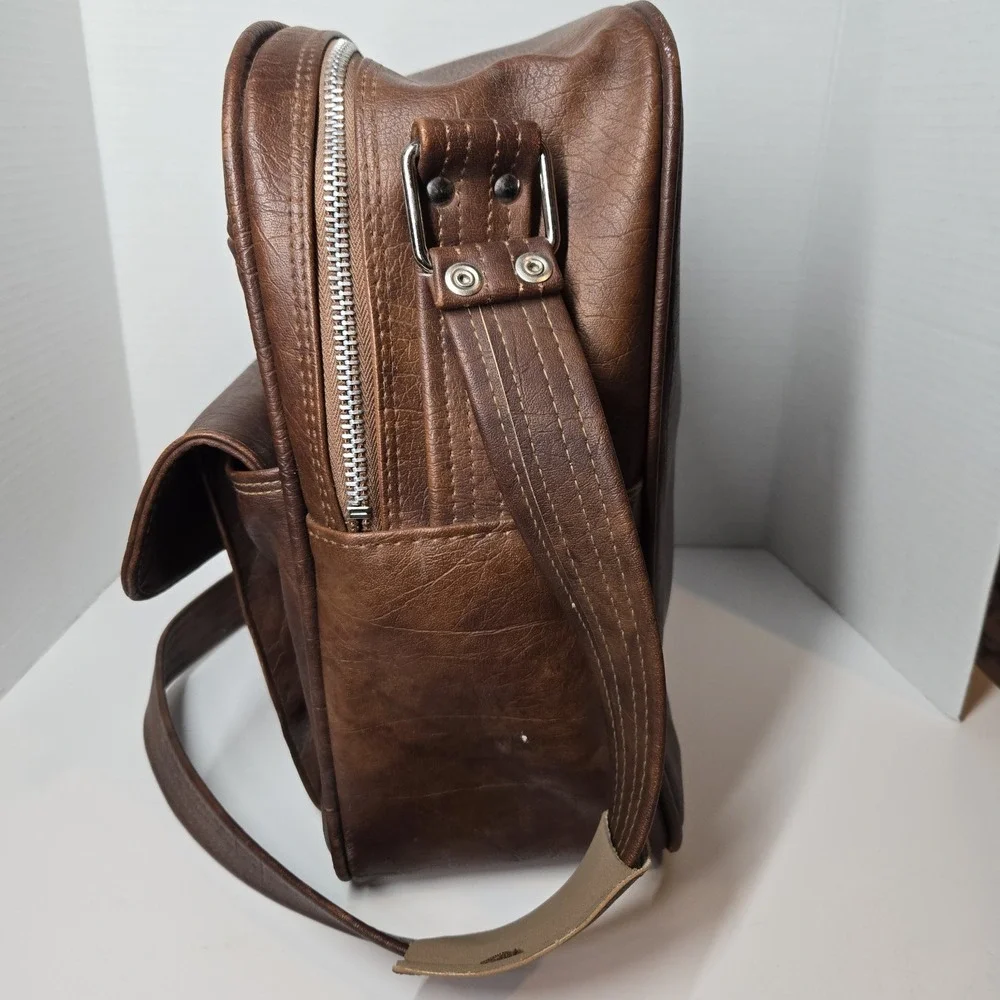 Vintage 70s Samsonite Sonora Shoulder Bag Carry-On Luggage Brown Leather 13x11x6